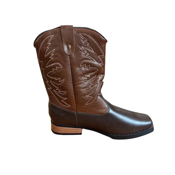 Smart Fit Kids Brown Square‎ Toe Western Cowboy Boots Size 6 NWT - Picture 2 of 10